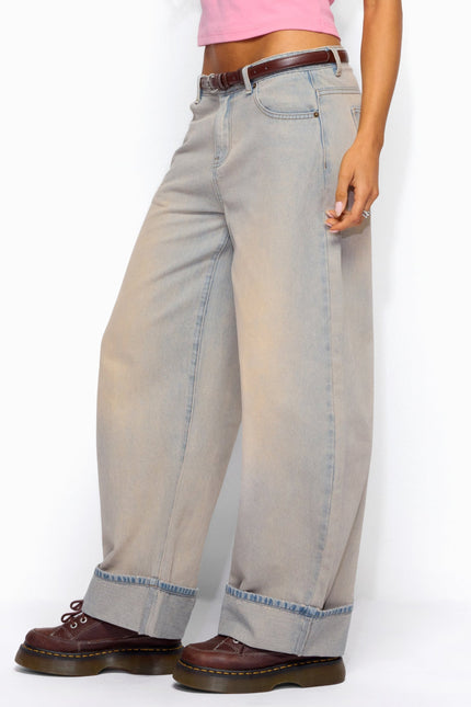 Kella Low Rise Baggy Jeans - Light Blue