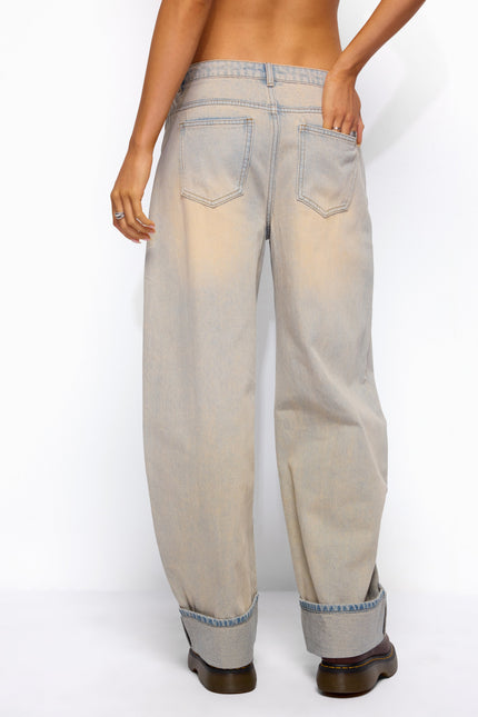 Kella Low Rise Baggy Jeans - Light Blue