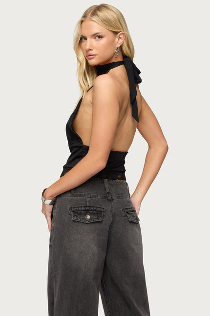 Sandra Lacey High Neck Halter Top - Black