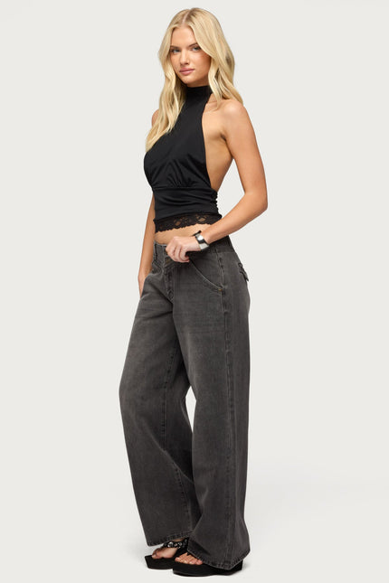 Meredith Low Rise Wide Leg Jeans - Black