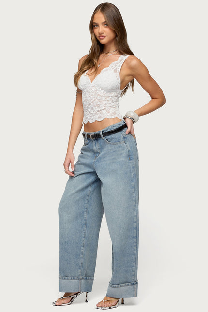 Araura Lace Velvet Floral Top - White