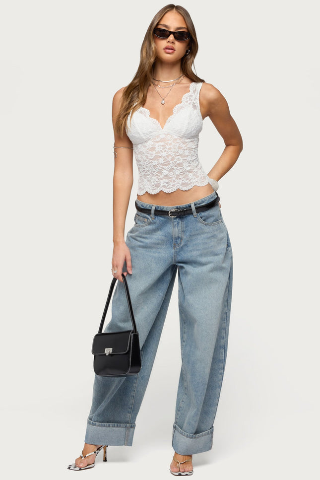 Araura Lace Velvet Floral Top - White