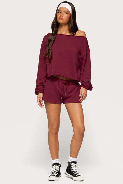 Kordelia Off Shoulder Sweatshirt - Burgundy