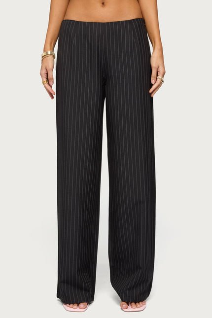 Kerie Pinstripe Low Rise Pants - Black