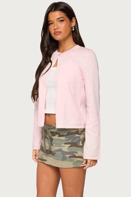 Jenie Split Front Knit Cardigan - Pink