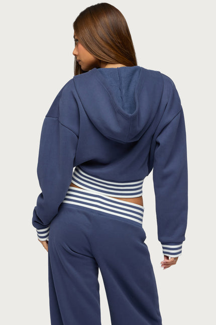 Eloura Stripey Zip Up Hoodie - Navy