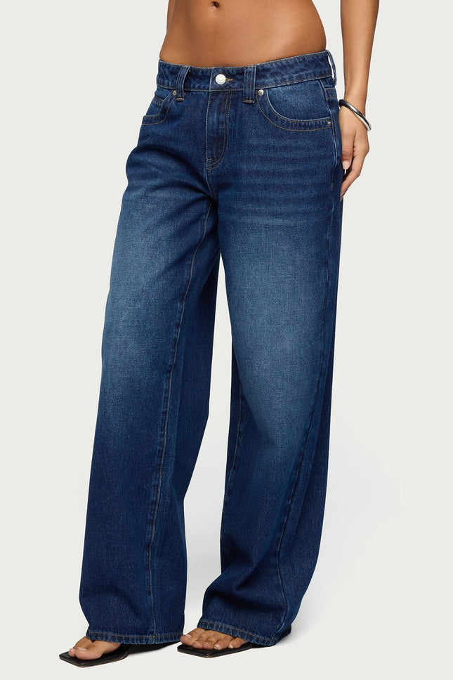 Rivka Low Rise Baggy Jeans - Dark Blue Washed