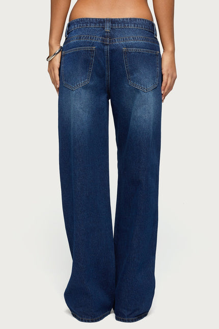 Rivka Low Rise Baggy Jeans - Dark Blue Washed