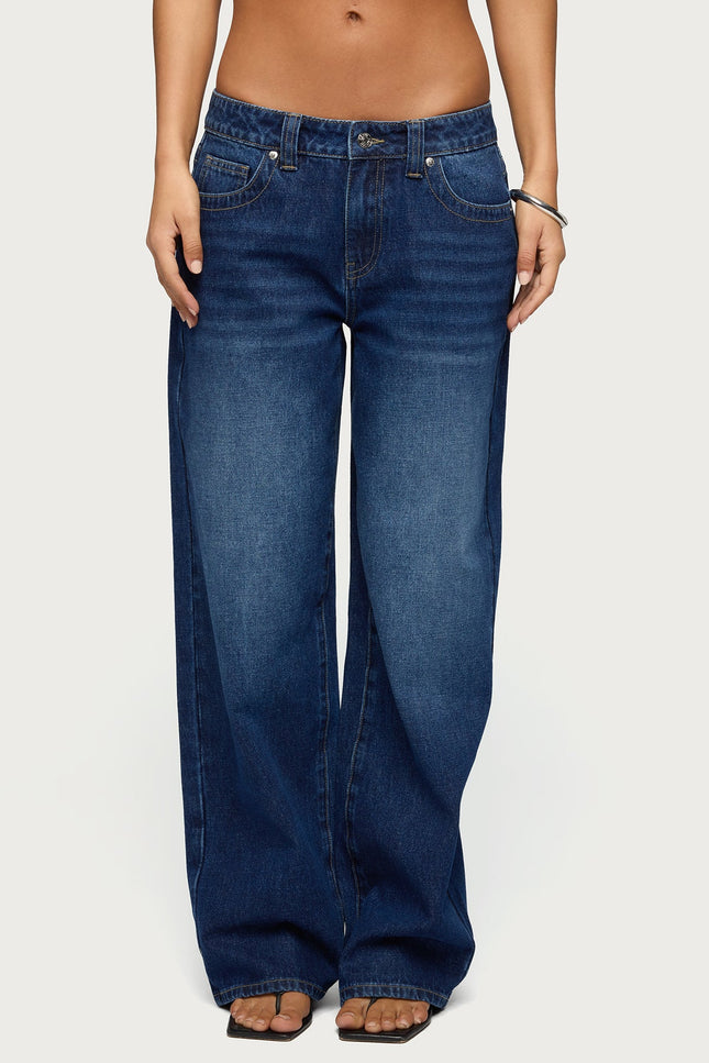 Rivka Low Rise Baggy Jeans - Dark Blue Washed