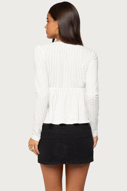 Kenzie Long Sleeve Babydoll Top - White And Black