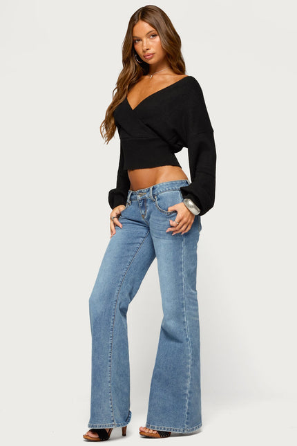 Lillia V Neck Wrap Sweater - Black