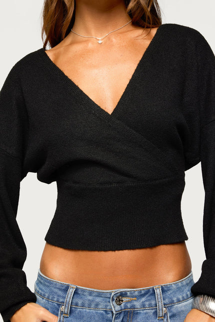 Lillia V Neck Wrap Sweater - Black
