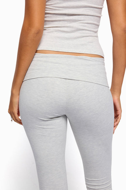 Rocio Foldover Capri Pants - Light Gray Melange