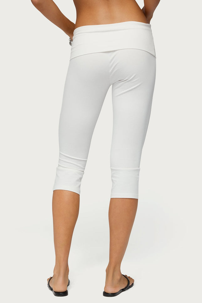 Rocio Foldover Capri Pants - White