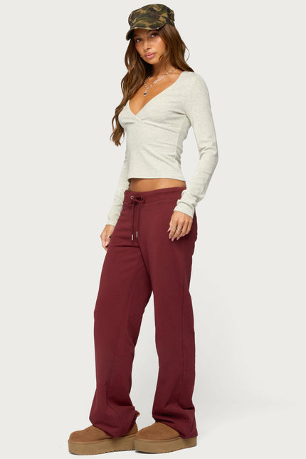 Quinn Straight Leg Sweatpants - Burgundy