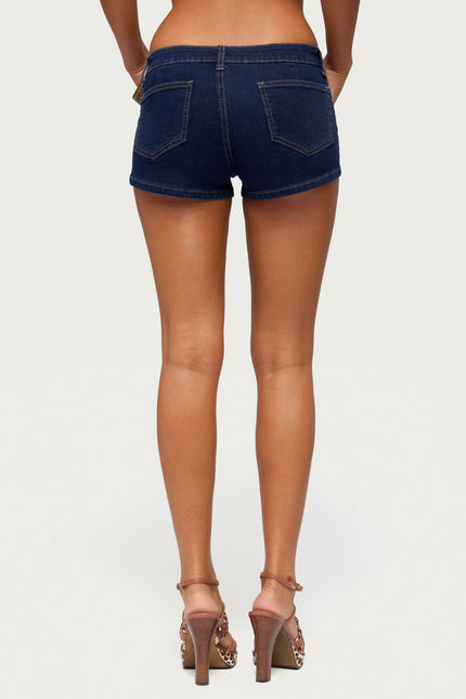 Alita Low Rise Denim Micro Shorts - Dark Blue