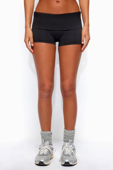 Soraia Foldover Biker Shorts - Black