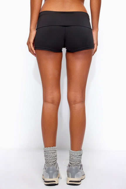 Soraia Foldover Biker Shorts - Black