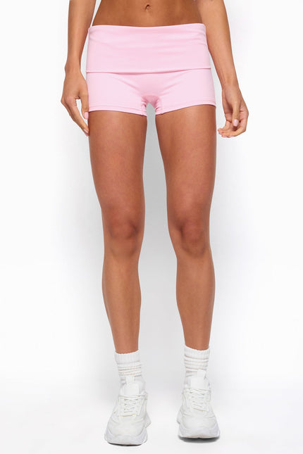 Soraia Foldover Biker Shorts - Pink