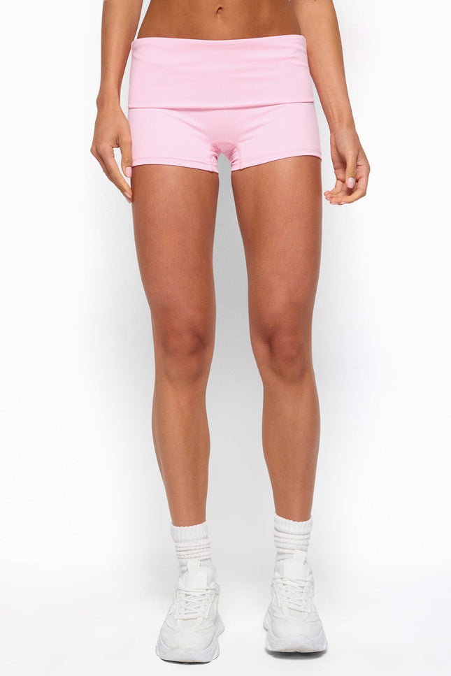 Soraia Foldover Biker Shorts - Pink