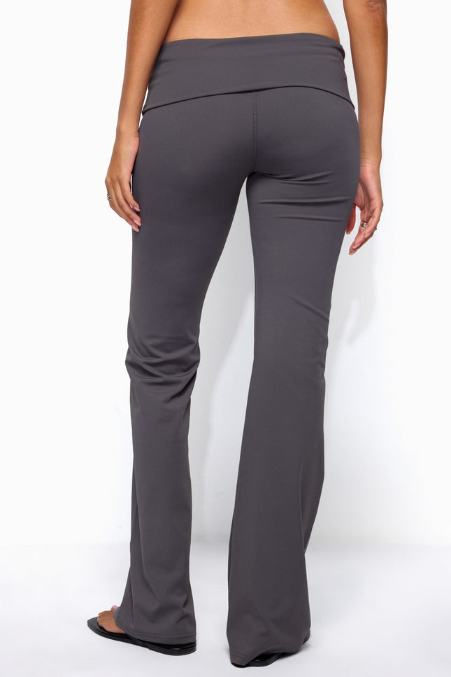 Oriane Foldover Flared Leggings - Gray