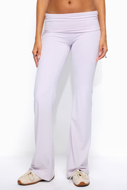 Oriane Foldover Flared Leggings - Lilac