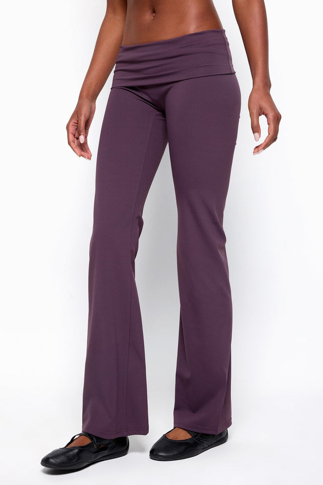 Oriane Foldover Flared Leggings - Plum