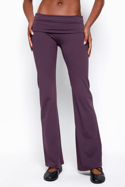 Oriane Foldover Flared Leggings - Plum
