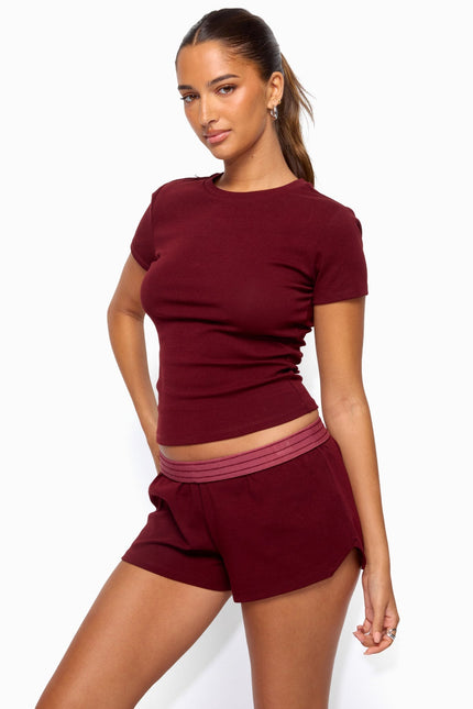 Emelia Fitted T Shirt - Burgundy