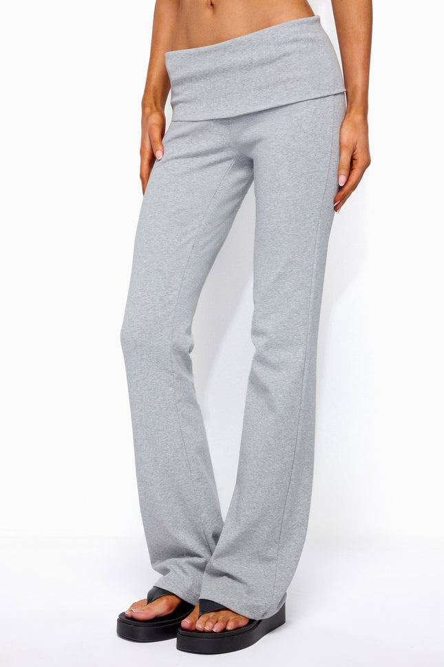 Ivanne Foldover Flared Pants - Dark Gray Melange