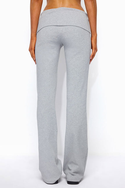 Ivanne Foldover Flared Pants - Dark Gray Melange
