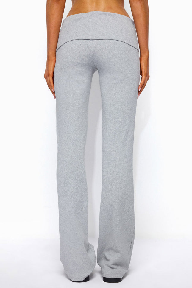 Ivanne Foldover Flared Pants - Dark Gray Melange