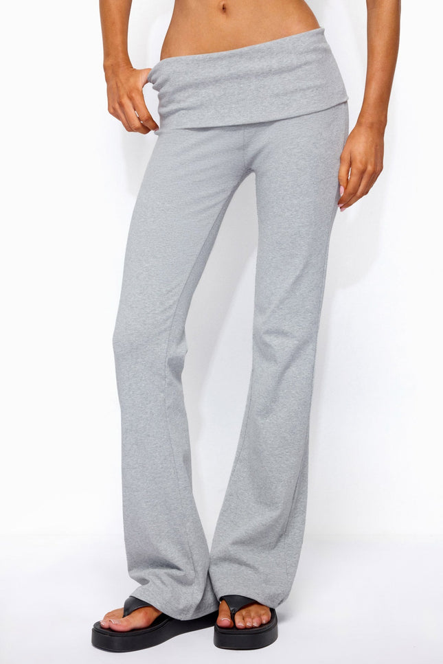 Ivanne Foldover Flared Pants - Dark Gray Melange