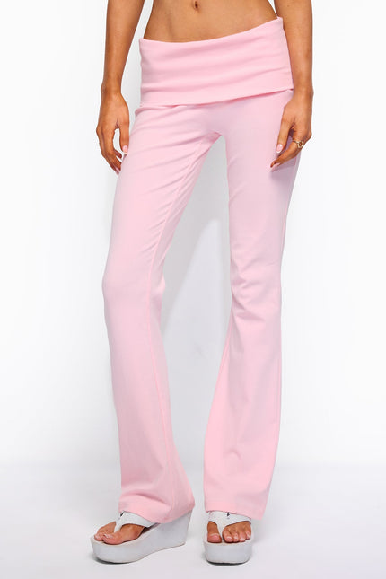 Ivanne Foldover Flared Pants - Pink