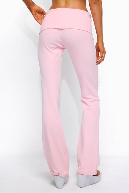 Ivanne Foldover Flared Pants - Pink