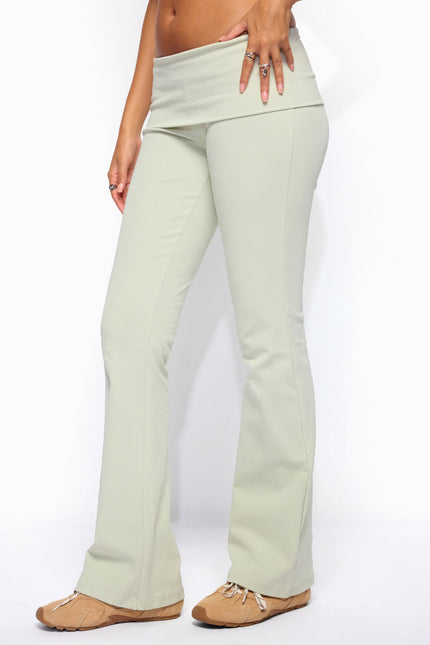 Ivanne Foldover Flared Pants - Sage