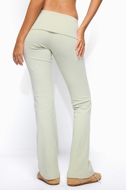 Ivanne Foldover Flared Pants - Sage