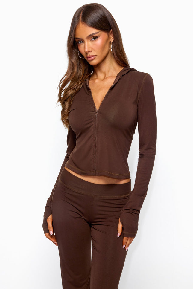 Callan Zip Up Hoodie - Brown