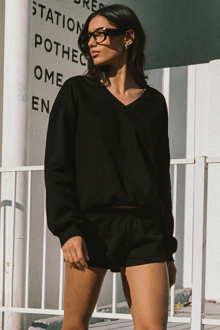 Bronte V Neck Sweatshirt - Black