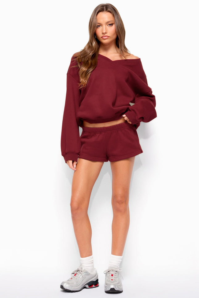 Bronte Sweat Shorts - Burgundy