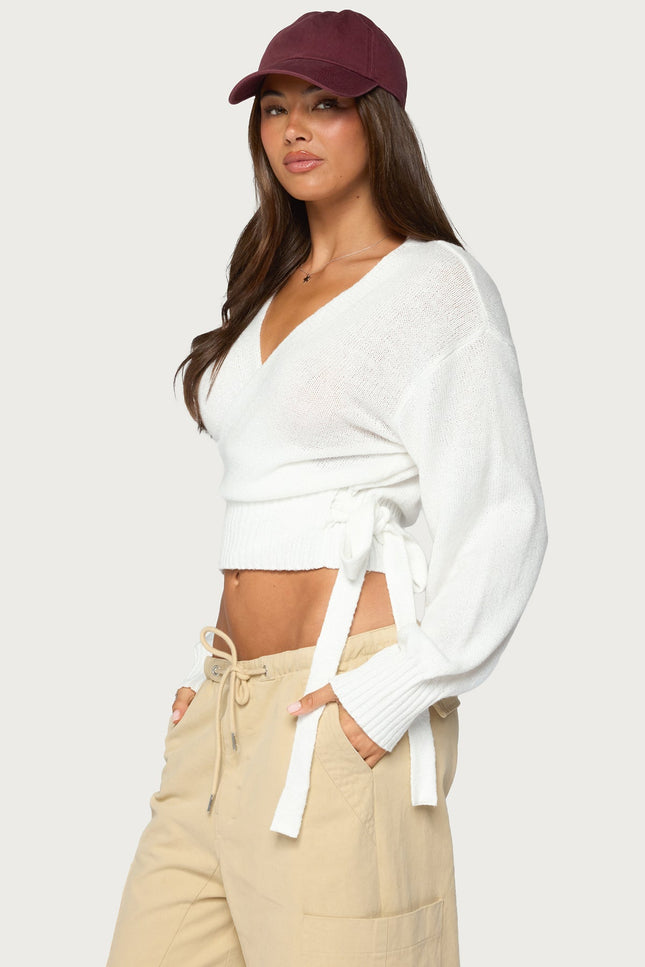 Stella Wrap Knit Cardigan - White