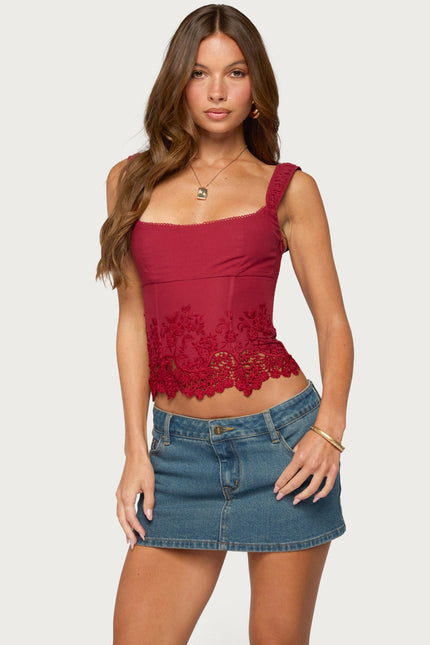 Jana Lacey Ruched Strap Corset - Burgundy
