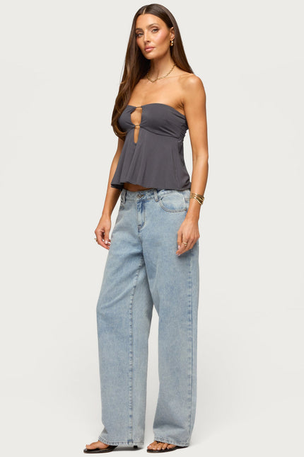 Nikita Strapless Cutout Top - Gray