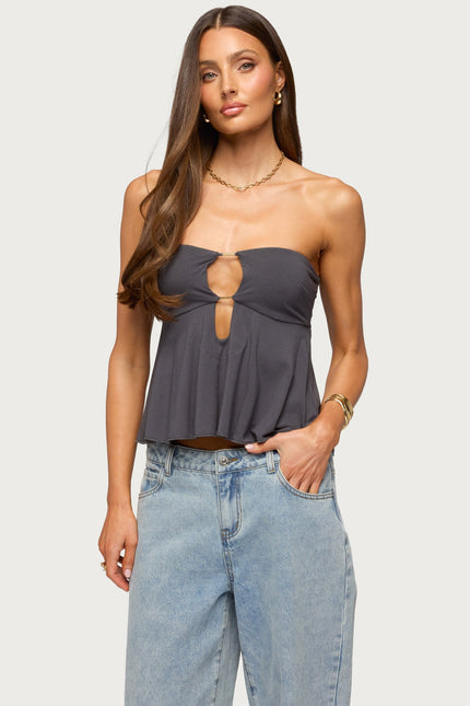 Nikita Strapless Cutout Top - Gray