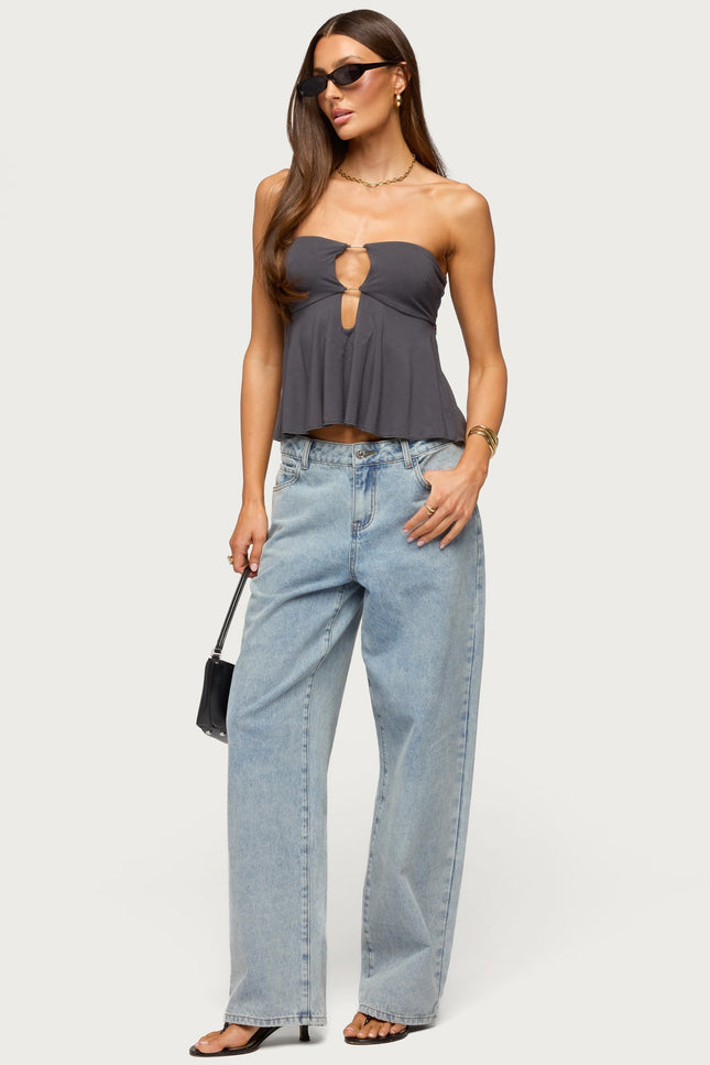 Nikita Strapless Cutout Top - Gray
