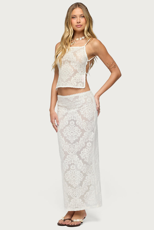 Violette Sheer Lace Maxi Skirt