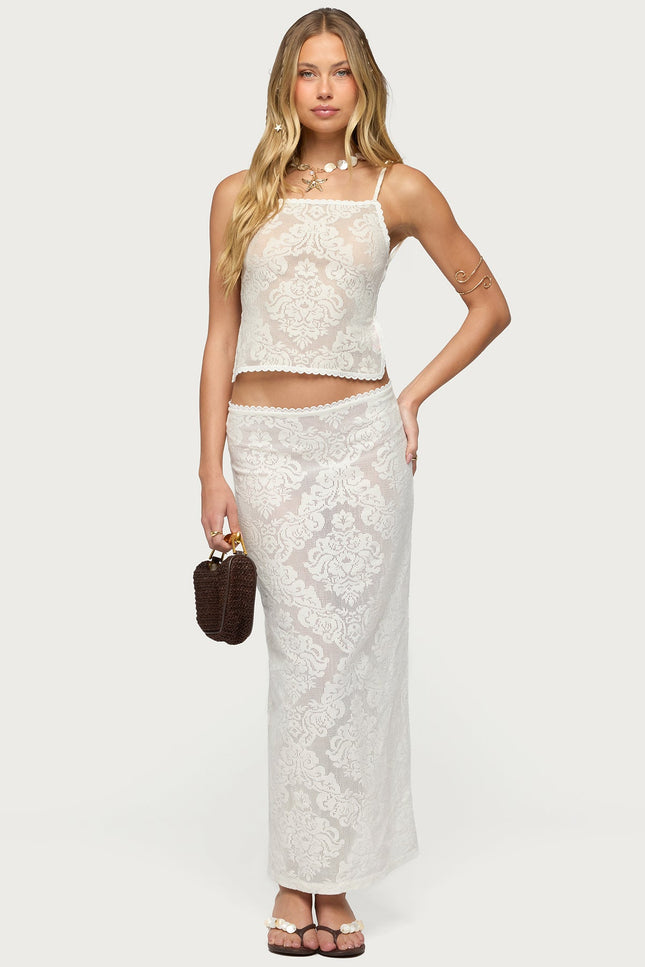 Violette Sheer Lace Maxi Skirt