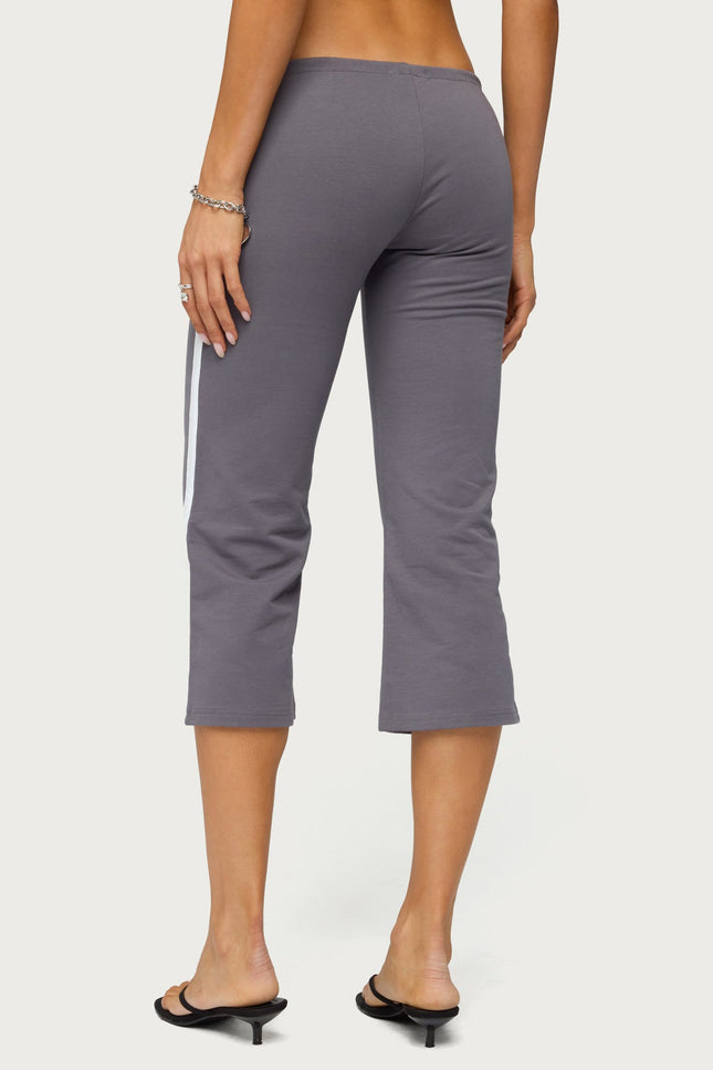Milene Contrast French Terry Capri Pants - Charcoal