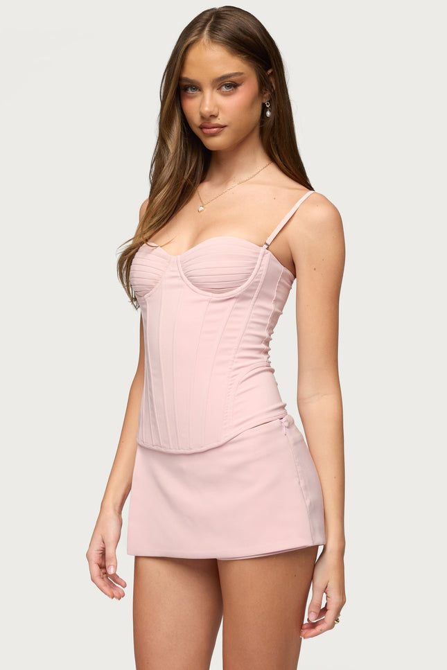 Alixa Pleated Detachable Straps Corset - Pink