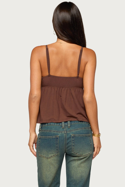 Belen Lacey Babydoll Top - Brown